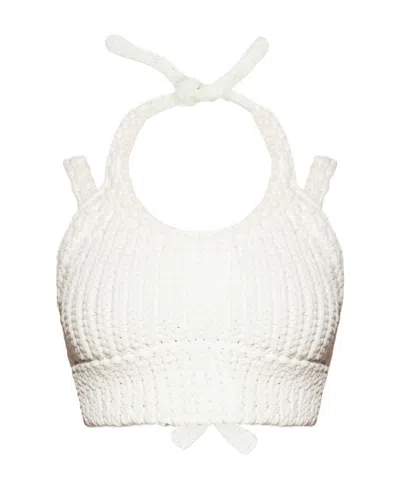 Jacquemus Cropped Knitted Top In White