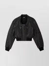 Jacquemus Cropped Crewneck Jacket Textured Finish In Black