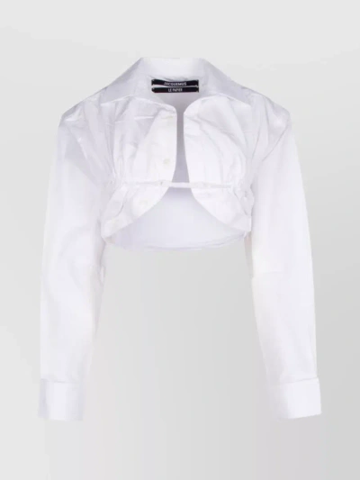 JACQUEMUS CROPPED LONG SLEEVE TOP