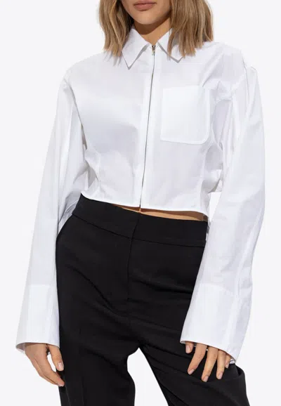 Jacquemus Cropped Long-sleeved Shirt In White