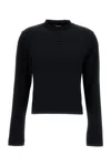 Jacquemus Cropped Long-sleeved T-shirt With Grosgrain Logo Detail In Black