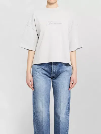 Jacquemus Cropped Oversized Cotton Jersey T Shirt In White