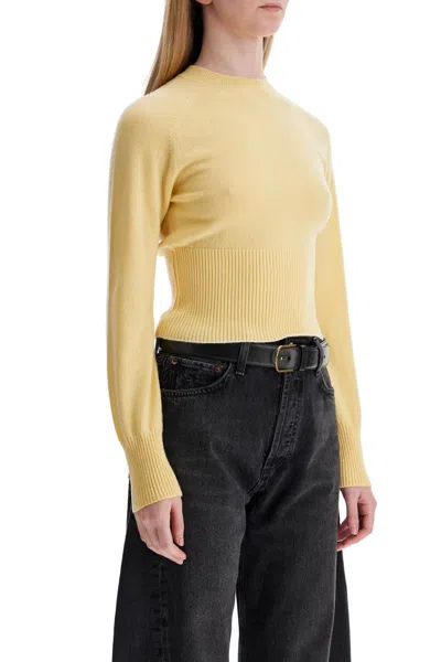 Jacquemus Soglia Mock-neck Cashmere Sweater In Yellow