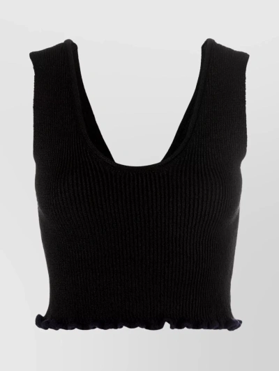 Jacquemus Cropped Scoop Back Top In Black