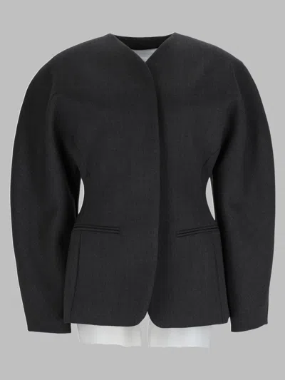 Jacquemus Cropped Tailored Jacket In Charcoal