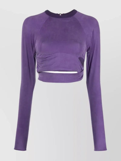 Jacquemus Cropped Twist Sleeve Top With Open Back In Purple