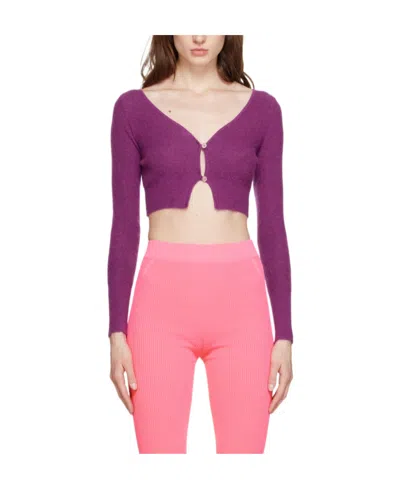 Jacquemus Cropped V-neck Cardigan In Pink