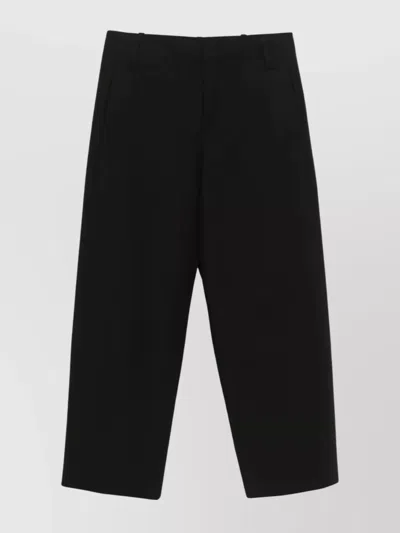 Jacquemus Cropped Wide Leg Trousers Side Pockets In Black