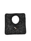 Jacquemus Carre Spiaggia Embellished Braided Raffia Tote In Black