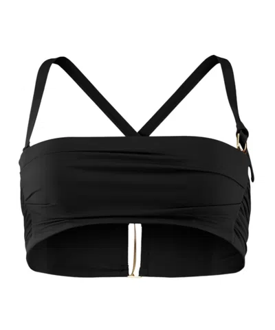 Jacquemus Cross-back Draped Bikini Top In Black