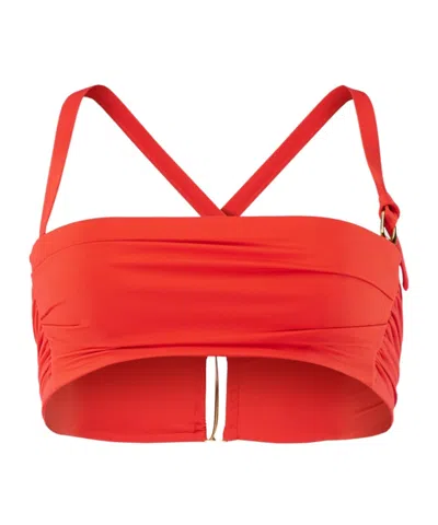 Jacquemus Cross-back Draped Bikini Top In Red