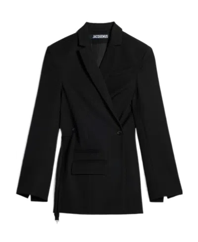Jacquemus Crossover Double Breasted Blazer In Black