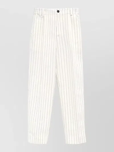 Jacquemus Cruise Trousers Vertical Stripe Back Pocket In White