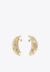 Jacquemus Banana Earrings With Rhinestones In Metallic