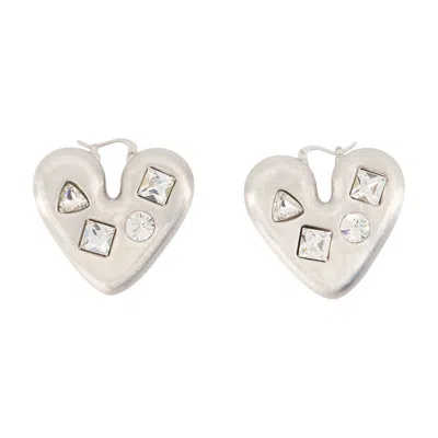 Jacquemus Crystal-embellished Heart Earrings In Purple