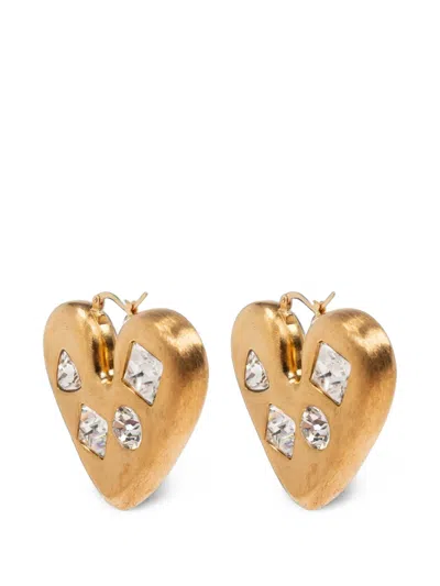 Jacquemus Crystal-embellished Heart-shaped Earrings In Gold