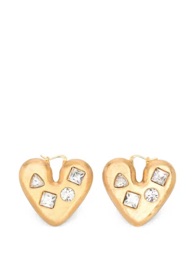 Jacquemus Crystal-embellished Heart-shaped Earrings In Gold