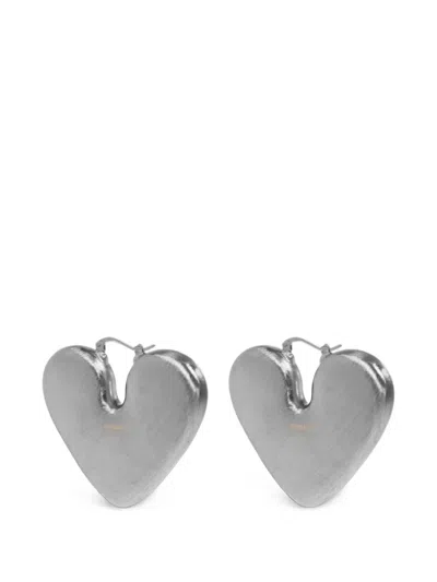 Jacquemus Crystal-embellished Heart-shaped Earrings In Silver
