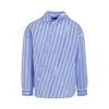 Jacquemus Light-blue Striped La Chemise Cuadro In Silk Blend Man