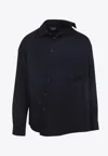 Jacquemus Long Sleeve Checkered Shirt Chest Pocket In Blue