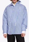 Jacquemus Light-blue Striped La Chemise Cuadro In Silk Blend Man In Blue