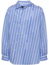Jacquemus Light-blue Striped La Chemise Cuadro In Silk Blend Man In Blue