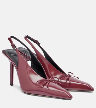 Jacquemus Cubisto 100 Leather Slingback Pumps In Burgundy
