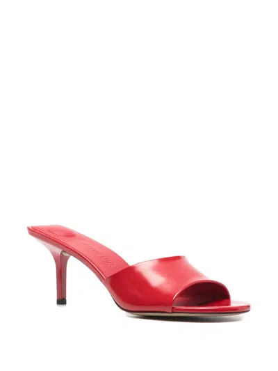 Jacquemus Les Mules Cubisto 70 Glossed Leather Mules In Red