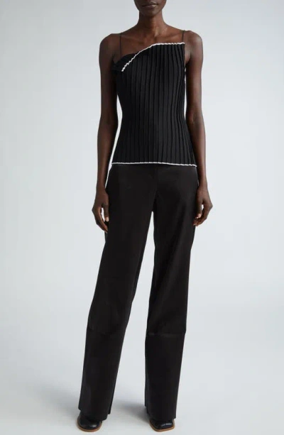 Jacquemus Cubo High Waist Velvet Pants In Black