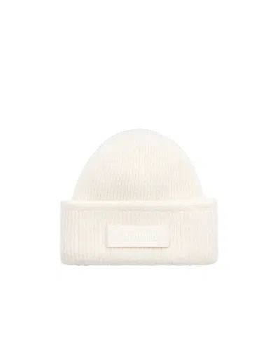 Jacquemus Cuffed Wool Hat In White