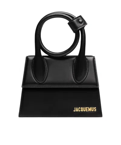 Jacquemus Curled Leather Shoulder Bag In Black
