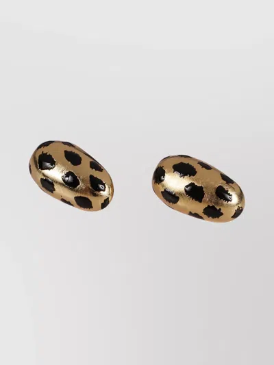 Jacquemus Curved Animal Print Oval Earrings In Gold