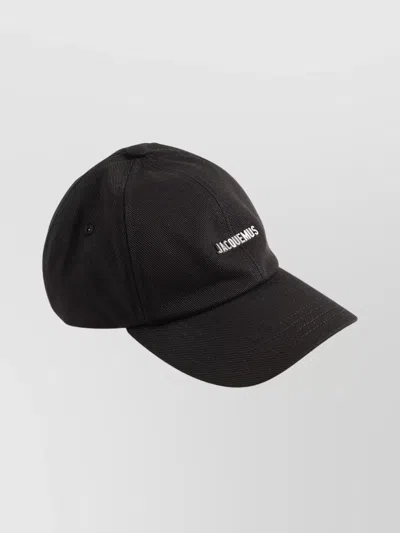 Jacquemus Curved Brim Hat Eyelet Vents In Black