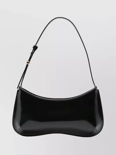 JACQUEMUS CURVED CALFSKIN SHOULDER BAG WITH ADJUSTABLE STRAP
