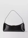 Jacquemus Curved Gold Handle Shoulder Bag In Black