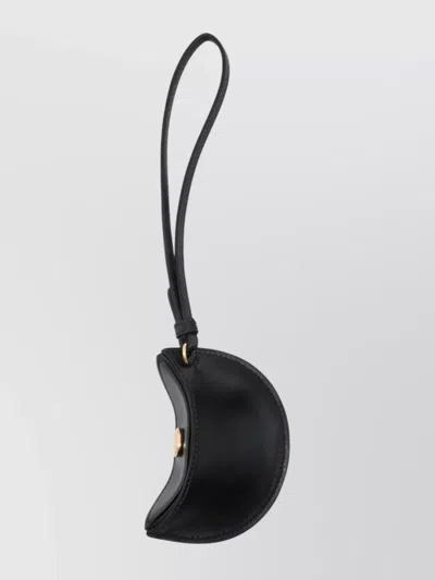 Jacquemus Curved Half-moon Leather Bag Accessory In Black
