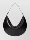 Jacquemus Curved Half-moon Leather Shoulder Bag In Black
