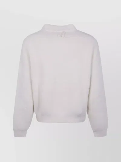 Jacquemus Curved Knit High Neck Sweater In White