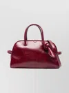 Jacquemus Le Petit Tourism In Shiny Vintage-finished Leather Bags In Red