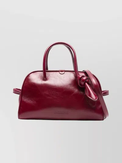 JACQUEMUS CURVED LEATHER SHOULDER BAG WITH KNOT DETAIL