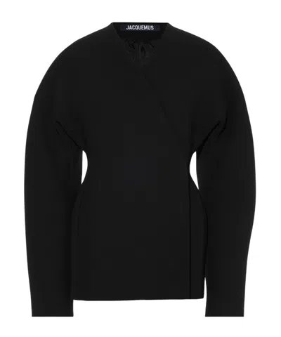 Jacquemus Curved Mini Dress In Black