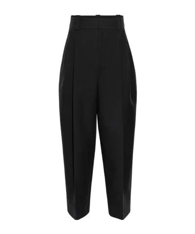 Jacquemus Curved Pleated Trousers In Black