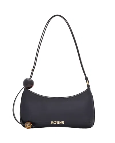 Jacquemus Le Bisou Perle Shoulder Bag In Leather With Beads And Zip In Black