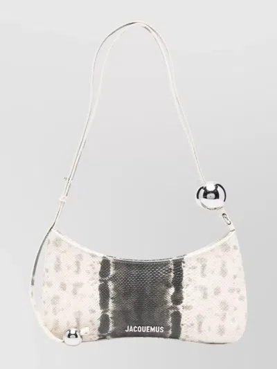 JACQUEMUS CURVED TEXTURED SHOULDER BAG WITH METALLIC EMBELLISHMENTS