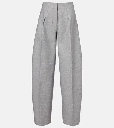 Jacquemus Curvo Cotton And Wool Wide-leg Pants In Gray