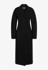 Jacquemus Curvo Long Wool Coat In Black