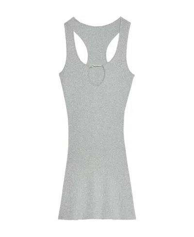 Jacquemus Cut Out Detailed Bril Glitter Dress In Gray