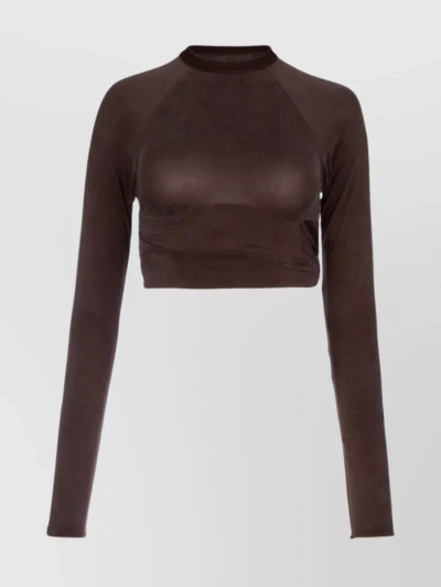 Jacquemus Cut-out Sleeve Crop Top In Burgundy
