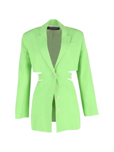 Pre-owned Jacquemus Cutout Woven Mini Dress In Green