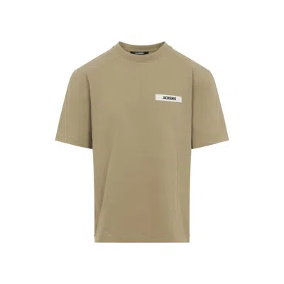 Jacquemus Dark Beige Cotton Le T-shirt Grosgrain T-shirt In Green